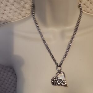 Elegant Teaspoon Silver Heart Pendant Necklace